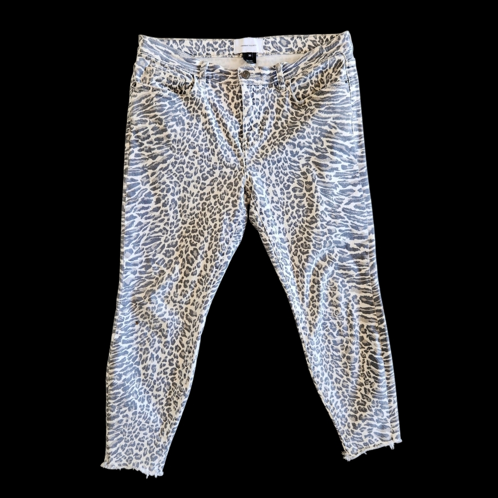 Current Elliott  Leopard Animal Print Skinny Jeans Gray and White Size 30